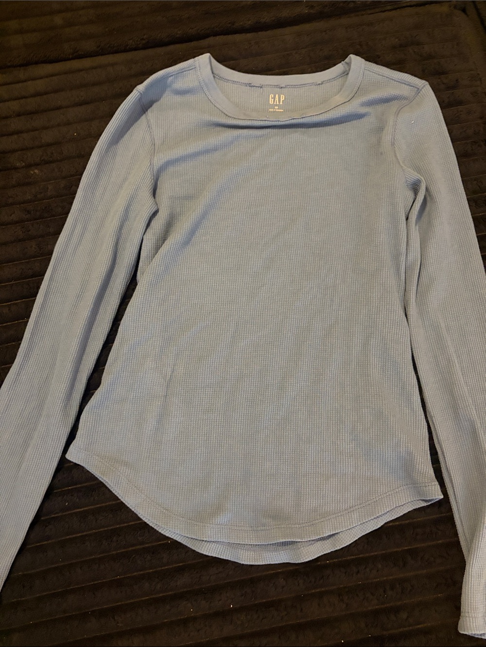GAP Light Blue Ribbed Long-Sleeve Crewneck Top